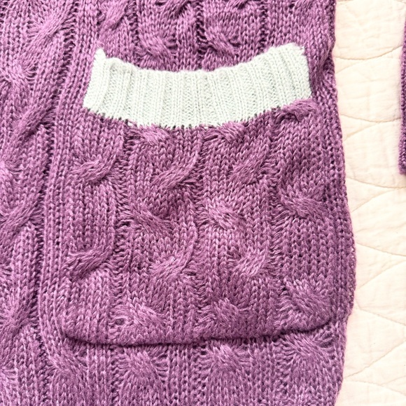 LuLaRoe Lucille Cable Knit Oversized Cardigan M Sweater Preppy Academia Cozy NEW - Picture 4 of 12